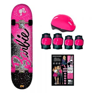 Barbie Skate Com Acessórios De Segurança E Adesivos Glitter - Fun Divirta-Se