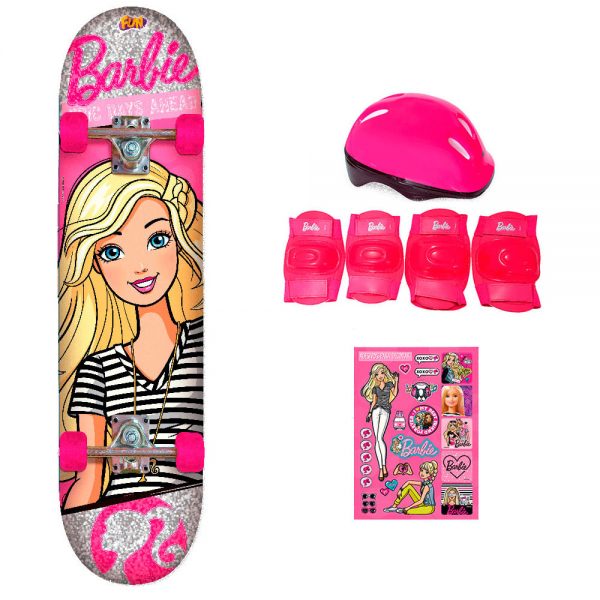 Barbie Skate Com Acessórios De Segurança E Adesivos My Best Friend- Fun Divirta-Se