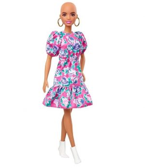 Boneca Barbie Fashionistas - 150 Sem Cabelos Vestido Floral Rosa