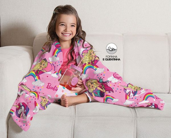 Manta Fleece De Sofá Infantil Barbie Reinos Mágicos - Lepper