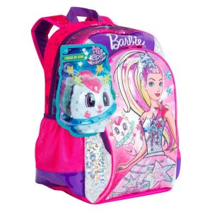 Mochila De Costas Grande Barbie Aventura Nas Estrelas Rosa - Sestini