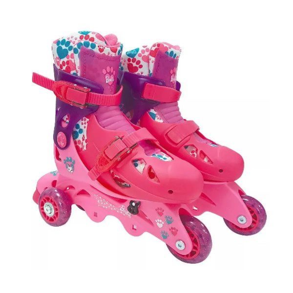 Patins Barbie 3 Rodas Com Acessorios Segurança Fun 7785-5