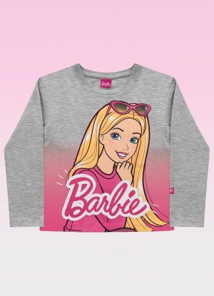 Blusa Manga Longa Barbie Mattel Cinza