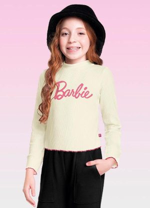 Blusa Manga Longa Barbie Mattel Laranja