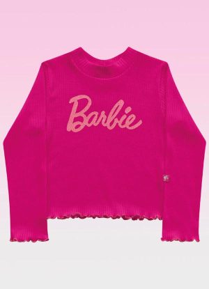 Blusa Manga Longa Barbie Mattel Rosa