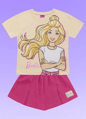 Conjunto Blusa/Short Barbie Bege