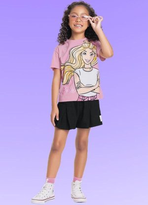 Conjunto Blusa/Short Barbie Rosa