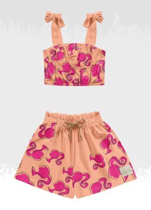 Conjunto Regata/Short Barbie Laranja