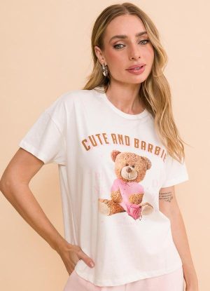 T-Shirt Feminina Básica Cute And Barbie Rosa