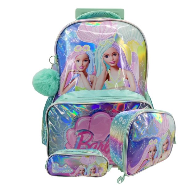 Infantil - Kit Mochila de Rodinha Lancheira e Estojo Barbie 41462 - Rosa