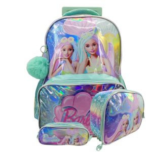 Infantil - Kit Mochila de Rodinha Lancheira e Estojo Barbie 41462 - Verde