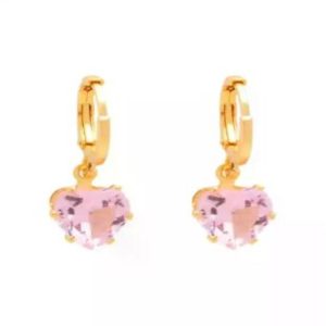 Brinco Argolinha Barbie Pedra Rosa