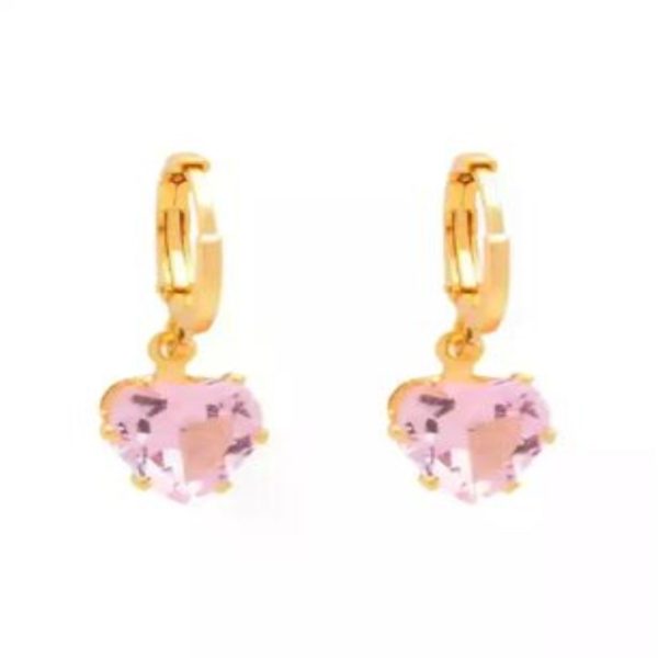 Brinco Argolinha Barbie Pedra Rosa