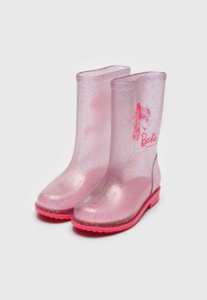 Infantil - Bota Tratorado Grendene Mattel Rain Barbie Rosa