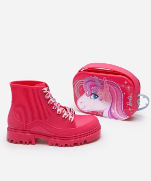 coturno infantil com bolsa barbie rosa